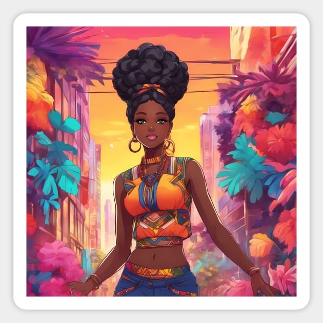 Hot Sexy African Black Girl Magnet by animegirlnft